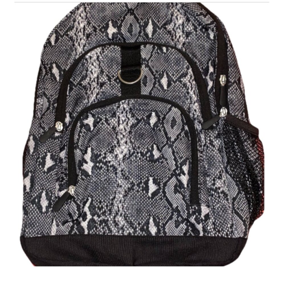 Pottery Barn Teen XL Backpack Snake Print Snakeprint Canvas Black White School